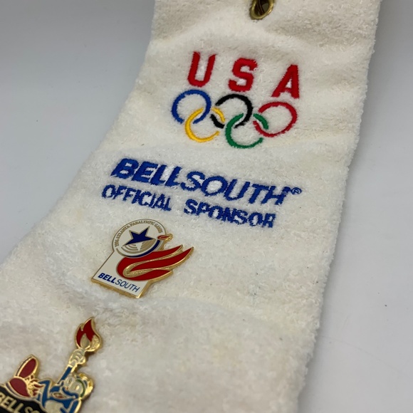 Vintage Bellsouth USA 1996 Olympic Games Embroidered Towel and Pins - Picture 8 of 16